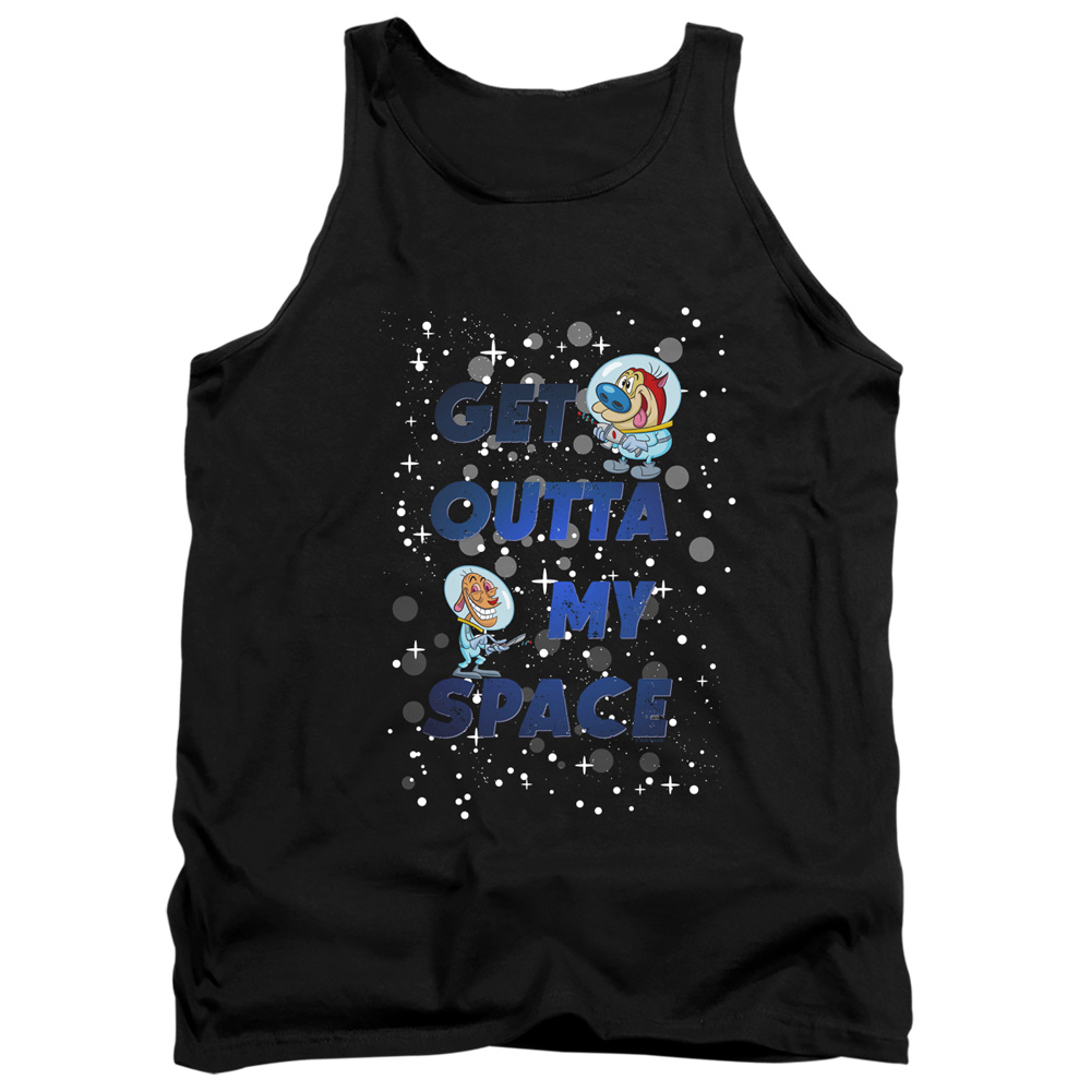 NICK250-TK-2 Ren & Stimpy Get Outta My Space Adult Tank Top, Black - Medium