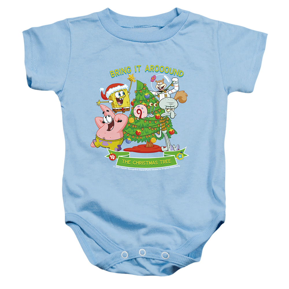 NICK10195-SS-3 Spongebob Aroooound The Christmas Tree Patrick Infant Snapsuit, Light Blue - Large - 18 Month
