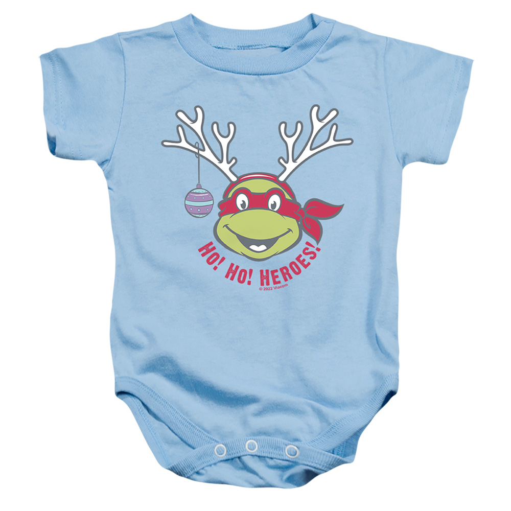 NICK10200-SS-2 Teenage Mutant Ninja Turtles Ho Ho Heroes Christmas Reindeer Infant Snapsuit, Light Blue - Medium - 12 Month