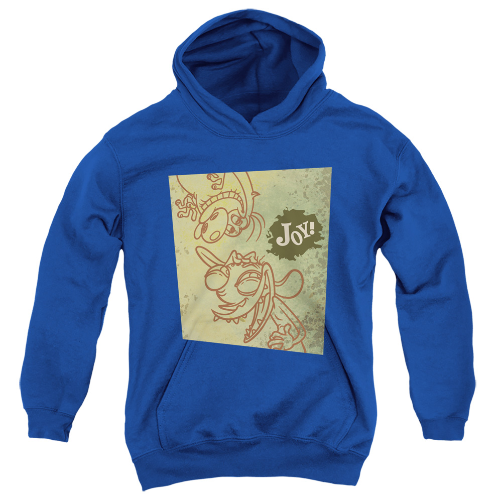 NICK263-YFTH-3 Ren & Stimpy Joy Youth Hooded Sweatshirt, Royal - Large