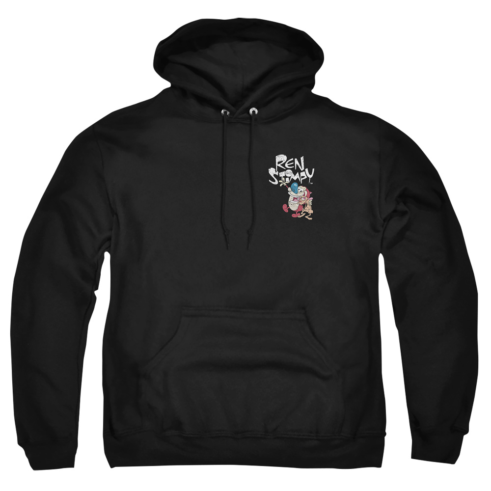 NICK223-AFTH-1 Ren & Stimpy Ren & Stimpy Warhol Adult Pullover Hoodie, Black - Small