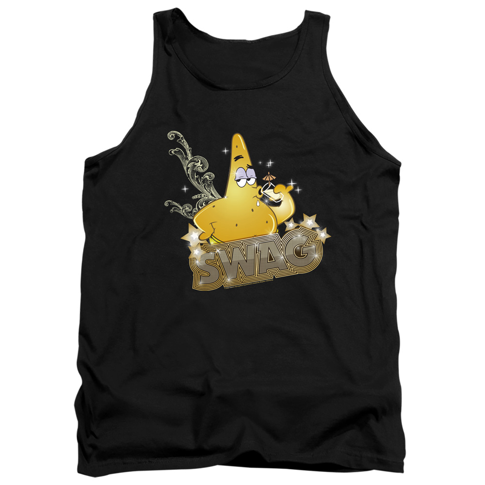 NICK351-TK-4 Spongebob Patrick Has Swag Adult Tank Top, Black - Extra Large