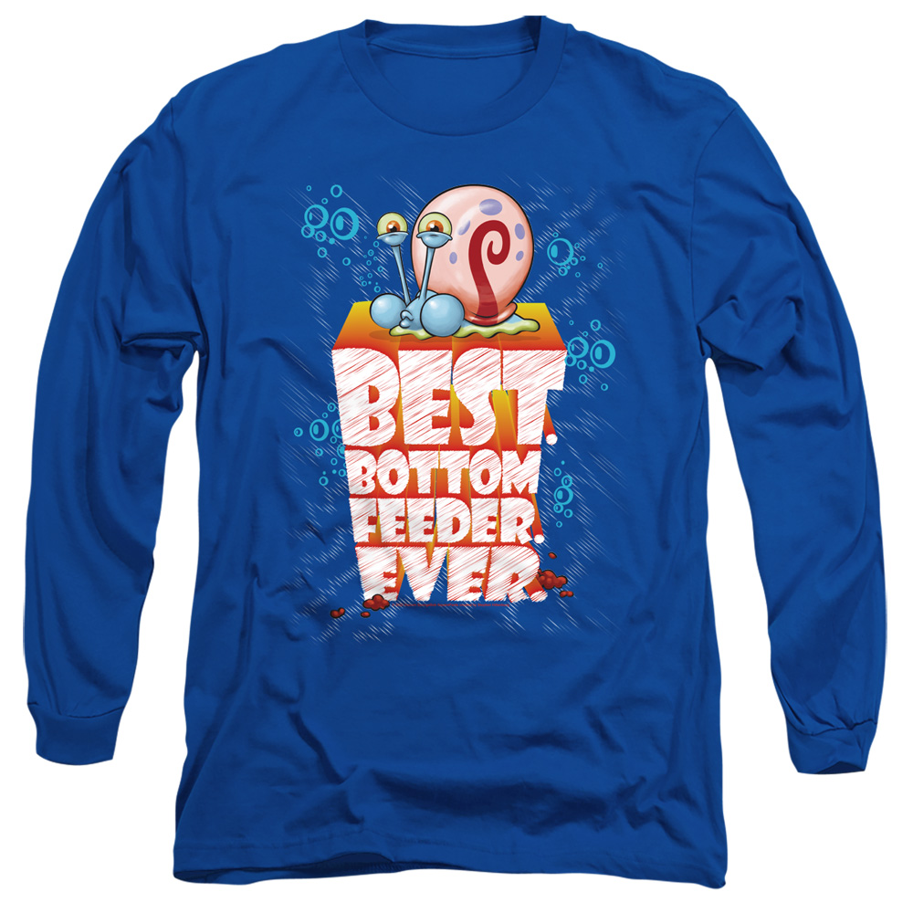 NICK353-AL-2 Spongebob Best Bottom Feed Ever Adult Long Sleeve T-Shirt, Royal - Medium