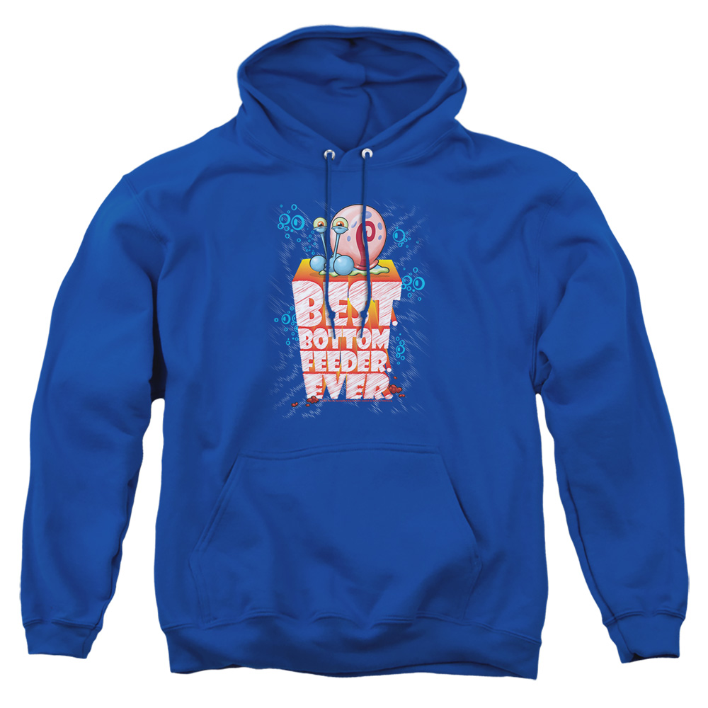 NICK353-AFTH-1 Spongebob Best Bottom Feed Ever Adult Pullover Hoodie, Royal - Small