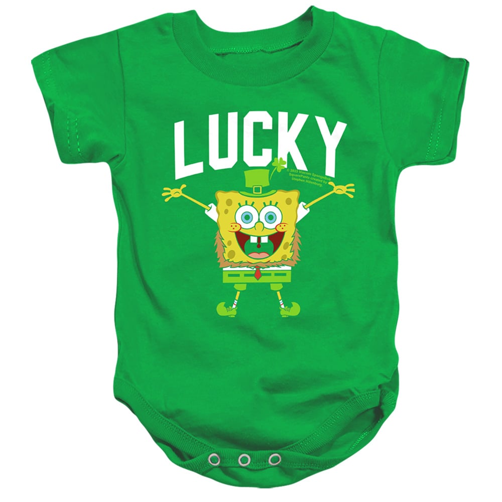 NICK10259SPD-SS-3 Spongebob Squarepants St. Patricks Day Lucky Bob Infant Snapsuit, Kelly Green - Large - 18 Month