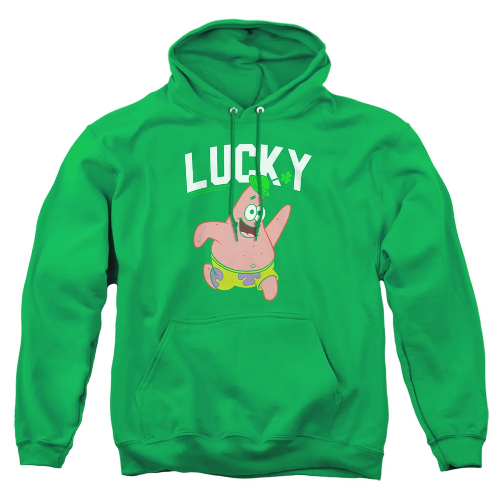 NICK10260SPD-AFTH-6 Spongebob Squarepants St. Patricks Day Lucky Patrick Adult Pullover Hoodie, Kelly Green - 3X