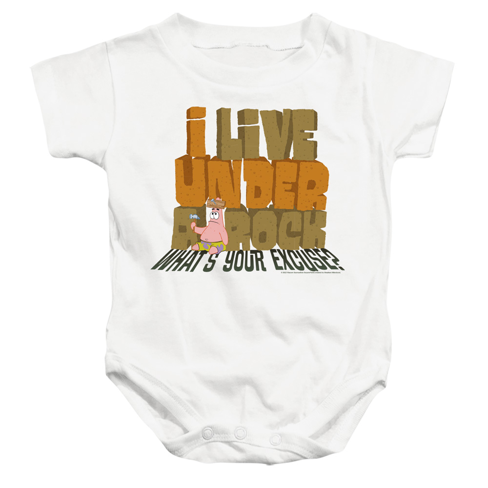 NICK356-SS-4 Spongebob Whats Your Excuse Infant Snapsuit, White - Extra Large - 24 Month