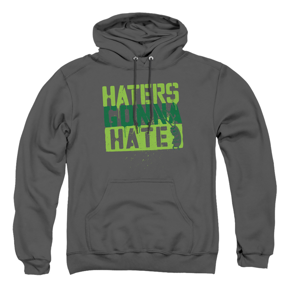 NICK357-AFTH-3 Spongebob Haters Gonna Hate Adult Pullover Hoodie, Charcoal - Large