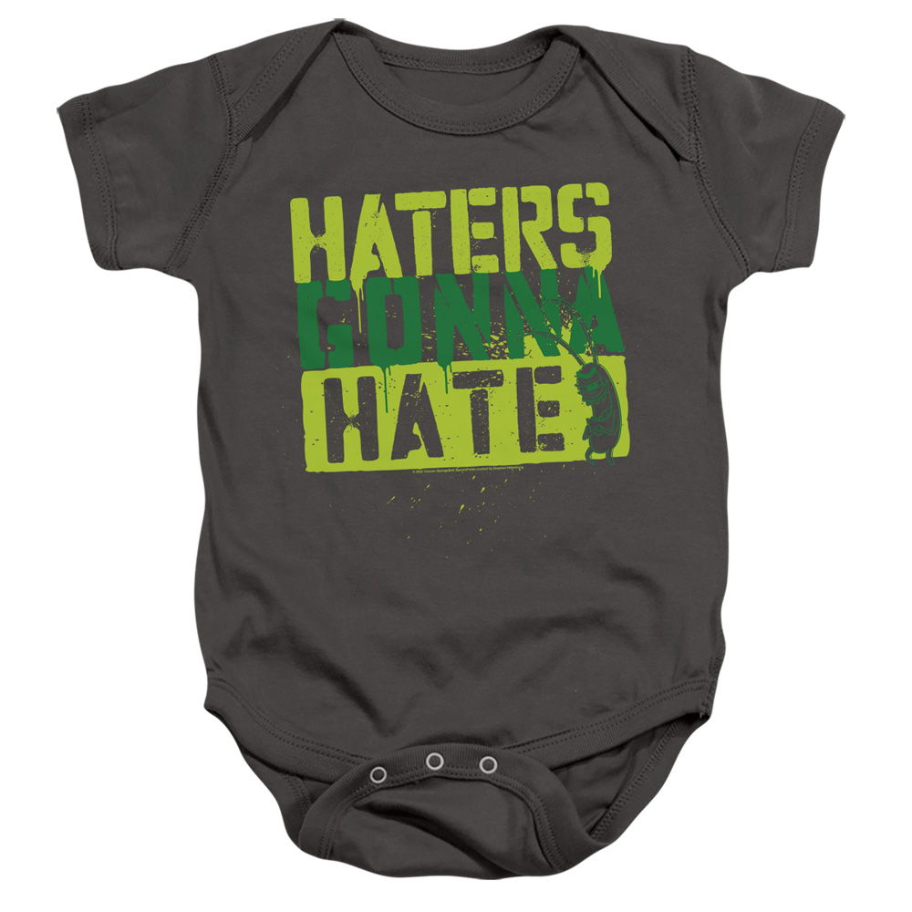 NICK357-SS-2 Spongebob Haters Gonna Hate Infant Snapsuit, Charcoal - Medium - 12 Month