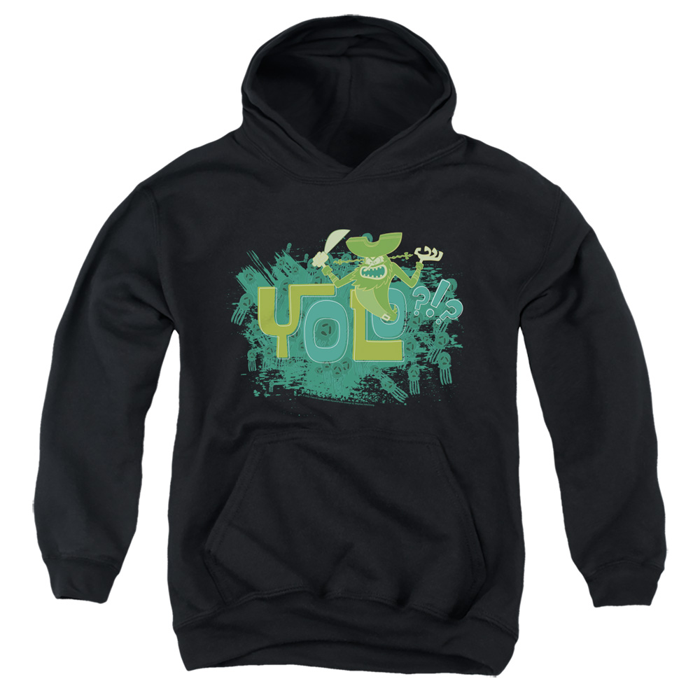 NICK358-YFTH-2 Spongebob Yolo Youth Hooded Sweatshirt, Black - Medium