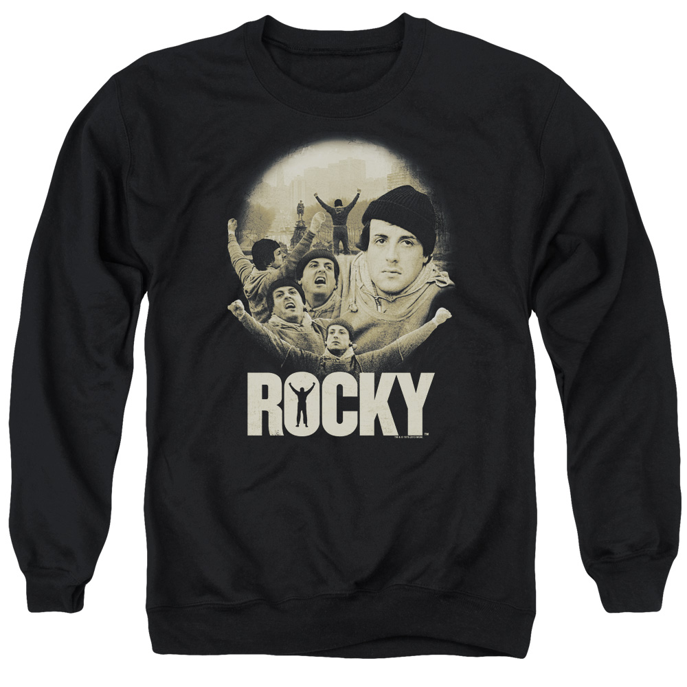 MGM237-AS-2 Rocky Feeling Strong Adult Crewneck Sweatshirt, Black - Medium