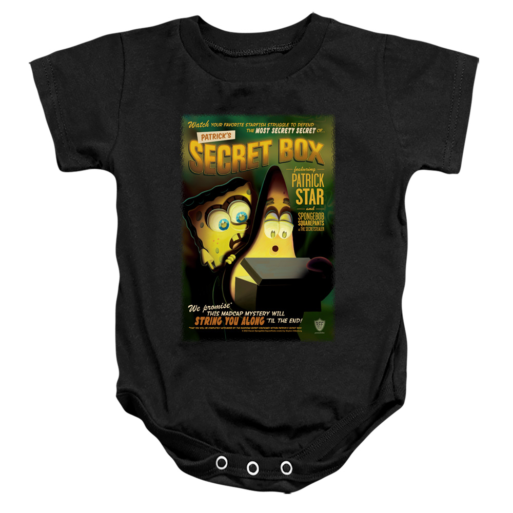 NICK373-SS-1 Spongebob Patricks Secret Box Infant Snapsuit, Black - Small - 6 Month