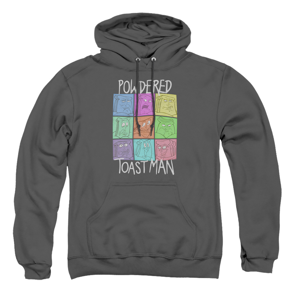 NICK526-AFTH-3 Ren & Stimpy PTM Expressions Adult Pullover Hoodie, Charcoal - Large