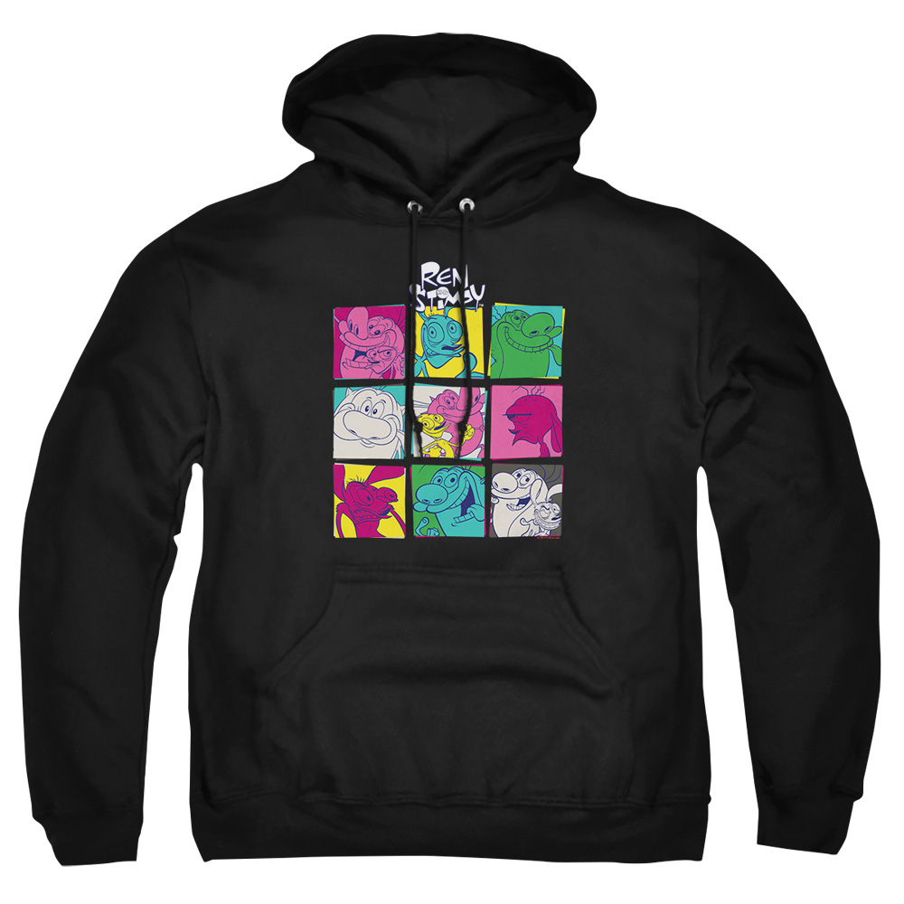 NICK277-AFTH-4 Ren & Stimpy Ren & Stimpy Warhol 2 Adult Pullover Hoodie, Black - Extra Large
