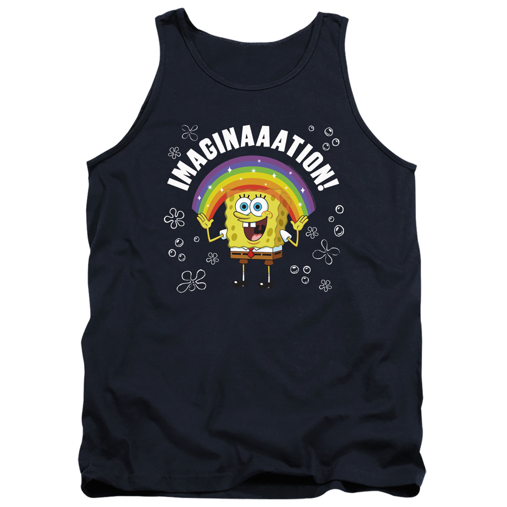 NICK378-TK-3 Spongebob Imagination Adult Tank Top, Navy - Large