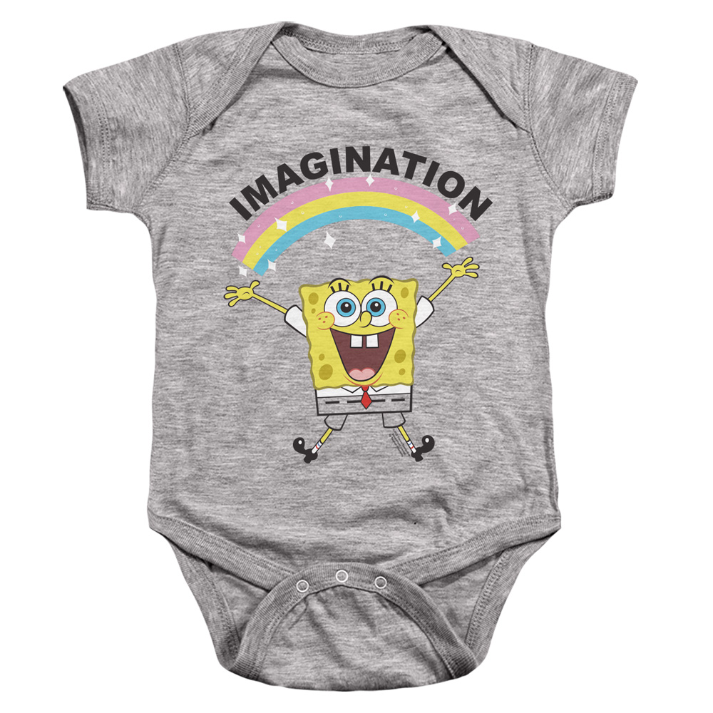 NICK570-SS-3 Spongebob Simple Imagination Infant Snapsuit, Athletic Heather - Large - 18 Month