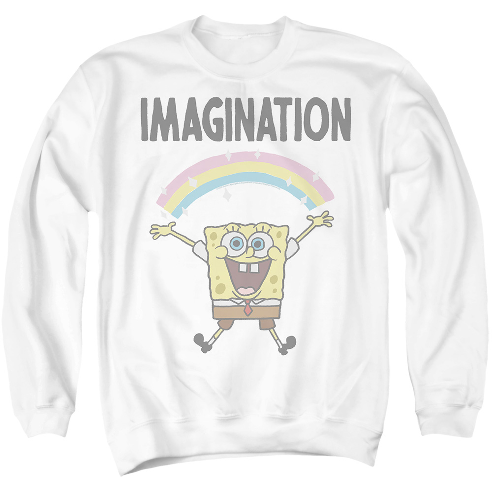 NICK761-AS-4 Spongebob Imagination Adult Crewneck Sweatshirt, White - Extra Large