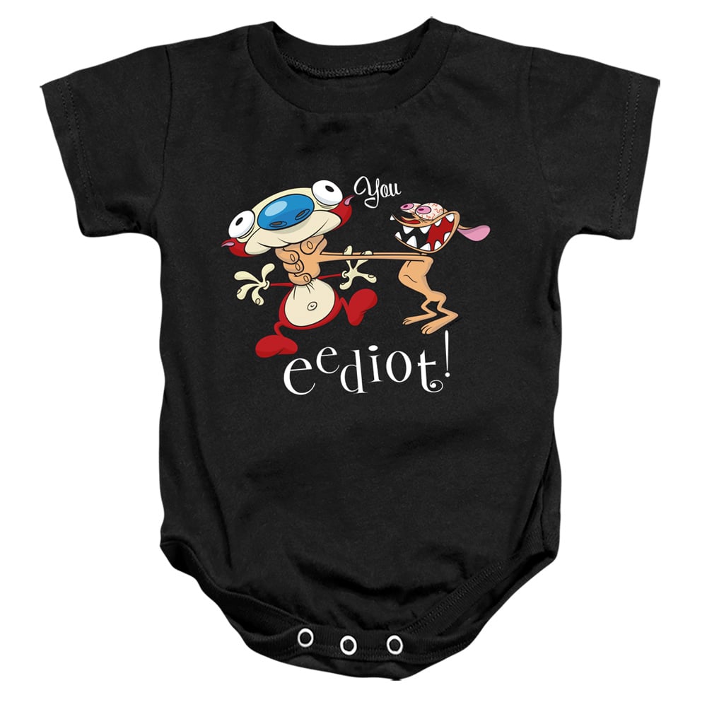 NICK260-SS-2 Ren & Stimpy You Eediot Infant Snapsuit, Black - Medium - 12 Month