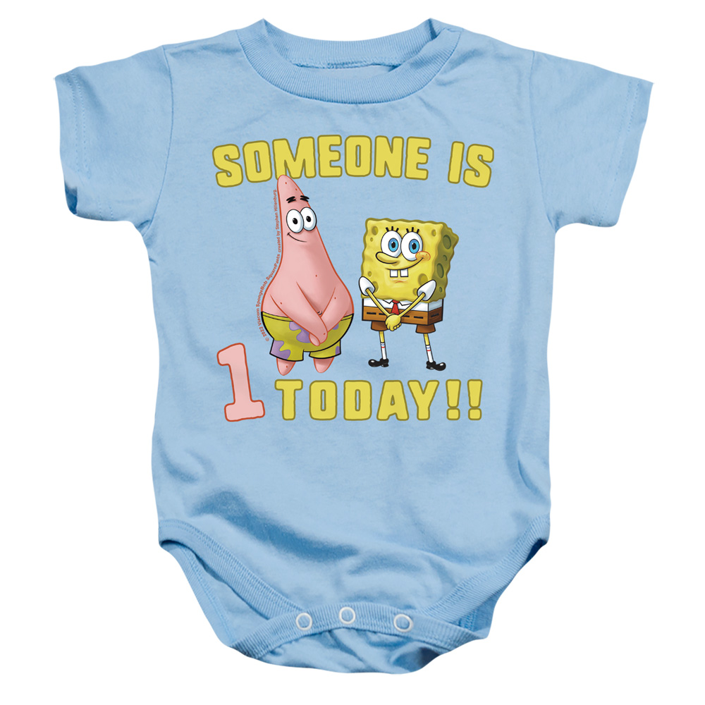 NICK965-SS-2 Spongebob Someones Birthday Infant Snapsuit, Light Blue - Medium - 12 Month