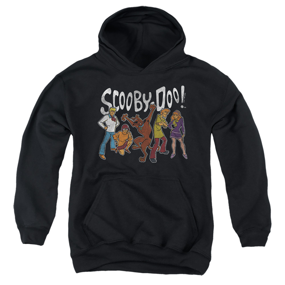SD495-YFTH-2 Scooby Doo Scooby Doo Gang Youth Hooded Sweatshirt, Black - Medium