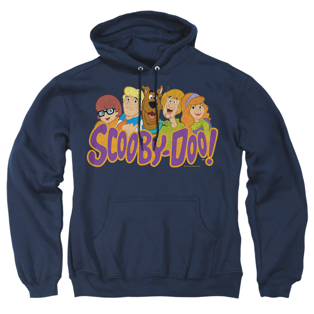 SD123-AFTH-5 Scooby Doo Scooby Gang Adult Pullover Hoodie, Navy - 2X