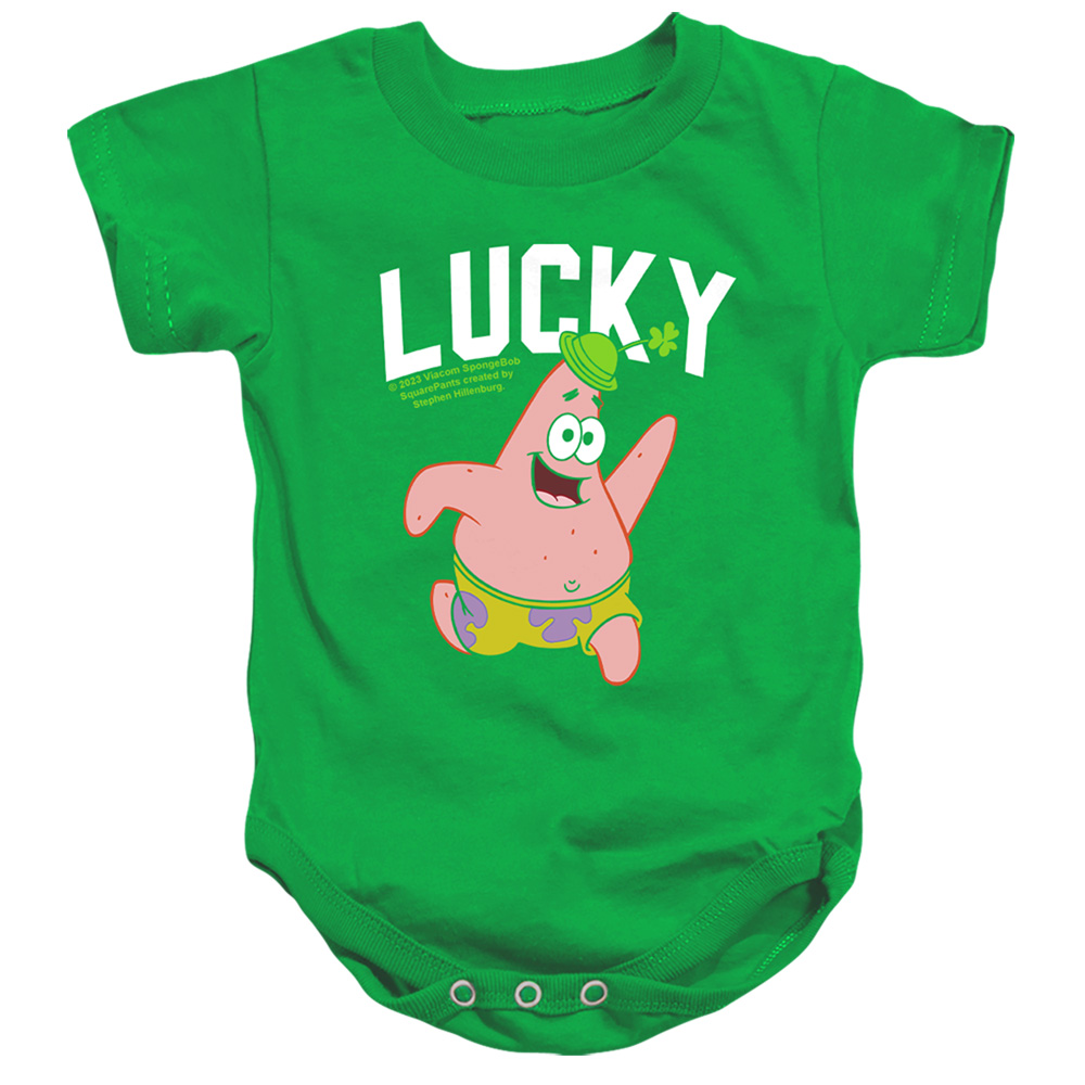 NICK10260SPD-SS-1 Spongebob Squarepants St. Patricks Day Lucky Patrick Infant Snapsuit, Kelly Green - Small - 6 Month