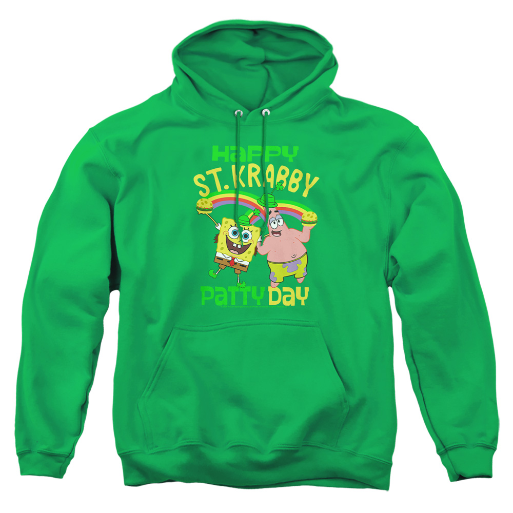 NICK10261SPD-AFTH-4 Spongebob Squarepants St. Patricks Day St. Krabby Patty Day Adult Pullover Hoodie, Kelly Green - Extra Large