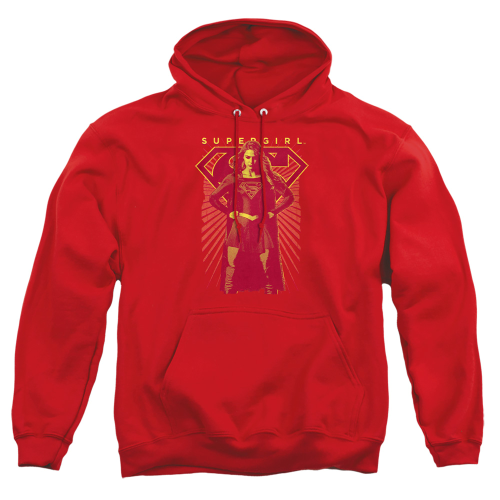 SGL112-AFTH-4 Supergirl Ready Set Adult Pullover Hoodie, Red - Extra Large