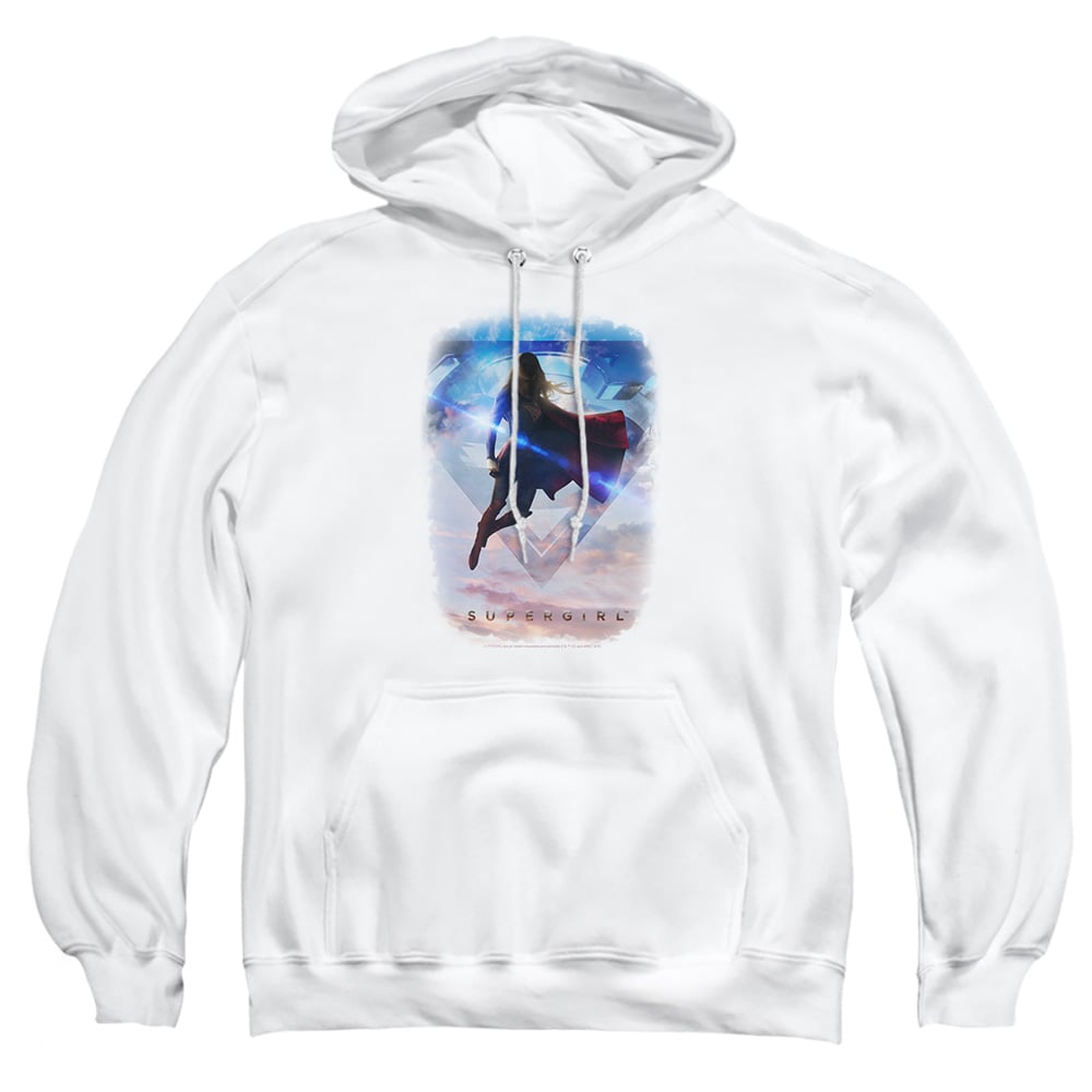 SGL101-AFTH-1 Supergirl Endless Sky Adult Pullover Hoodie, White - Small