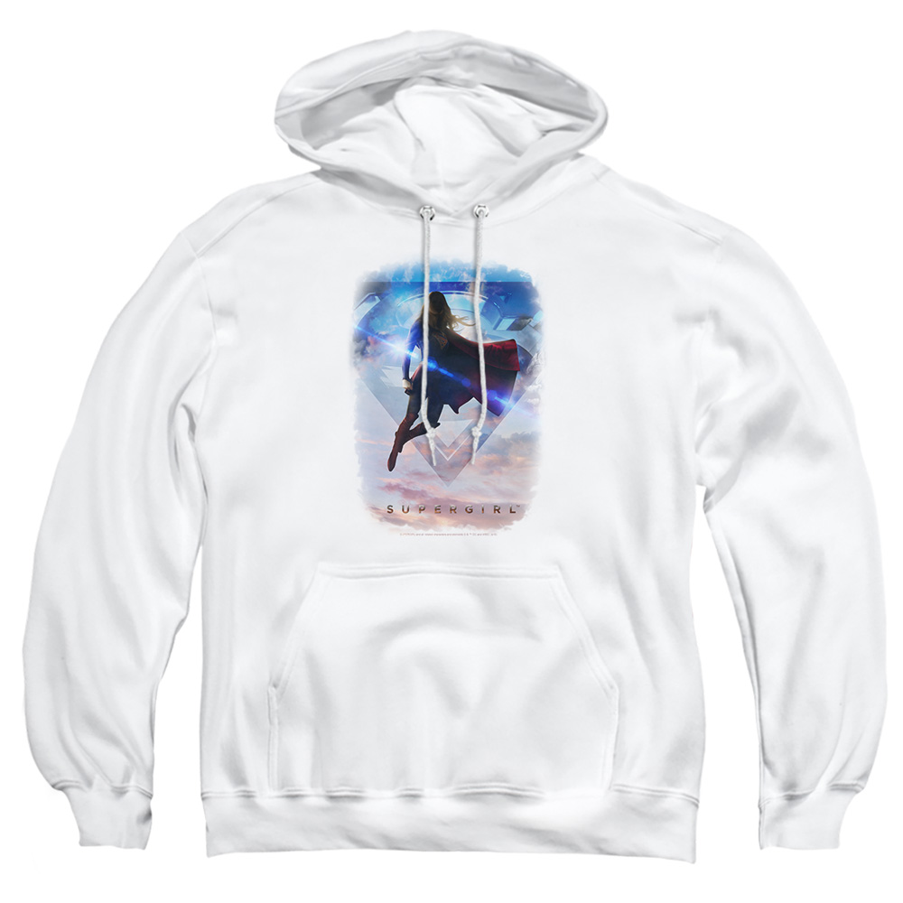 SGL101-AFTH-4 Supergirl Endless Sky Adult Pullover Hoodie, White - Extra Large