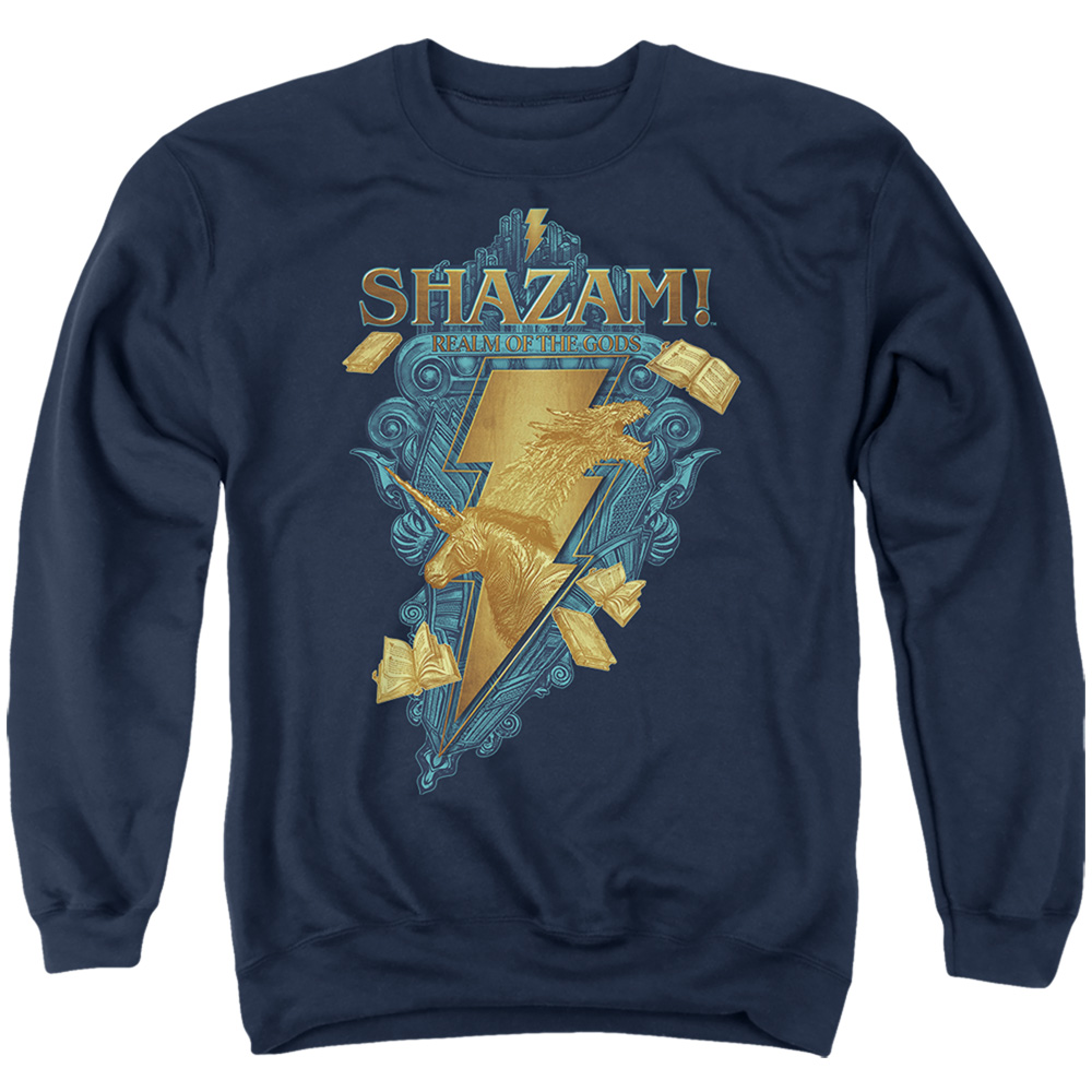 SHZM158-AS-5 Shazam Fury of the Gods Big Blue Seal Adult Crewneck Sweatshirt, Navy - 2X