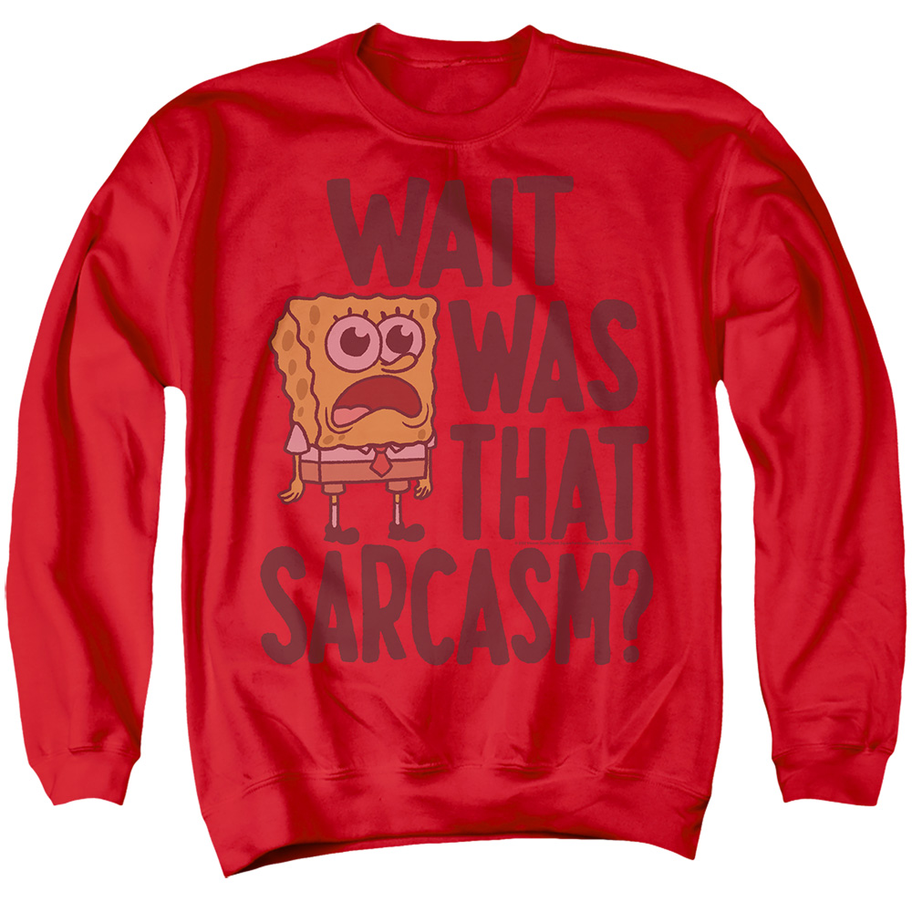 NICK775-AS-4 Spongebob Sarcasm Adult Crewneck Sweatshirt, Red - Extra Large
