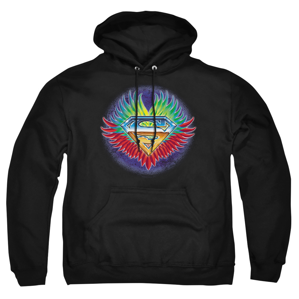 SM1429-AFTH-5 Superman Dont Stop Believing Adult Pullover Hoodie, Black - 2X