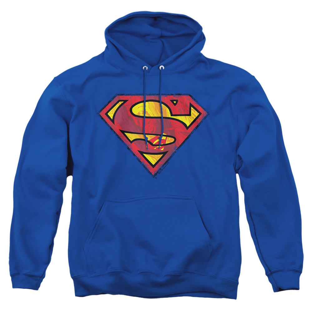 SM1150-AFTH-2 Superman Action Shield Adult Pullover Hoodie, Royal - Medium