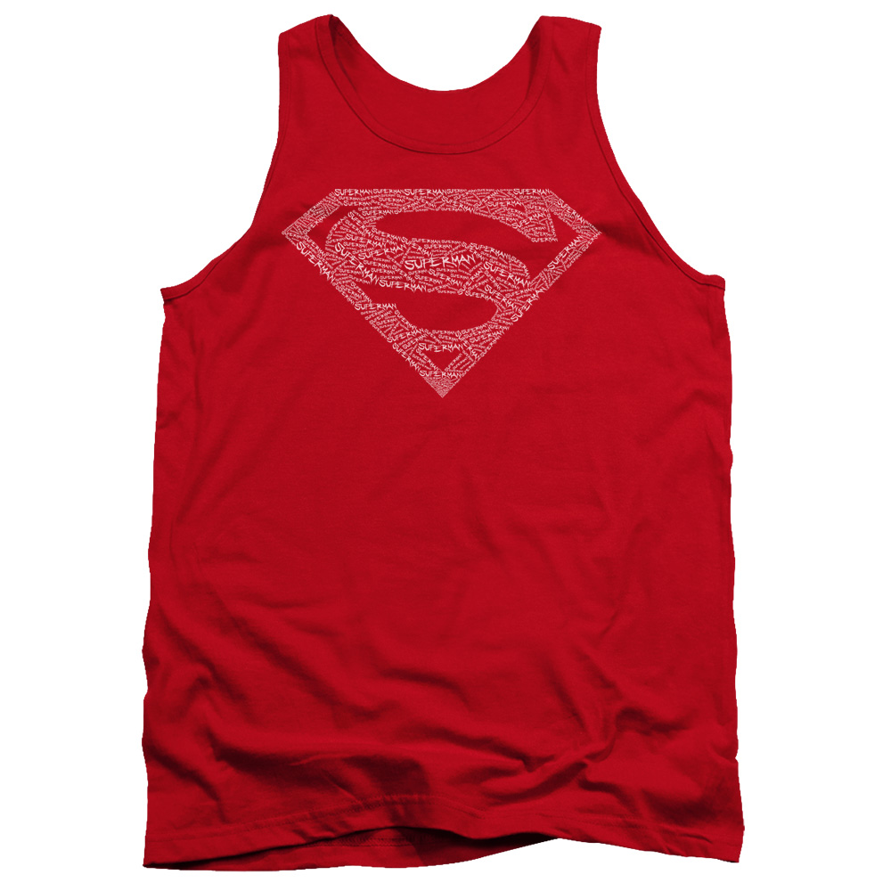 SM1582-TK-2 Superman Type Shield Adult Tank Top, Red - Medium