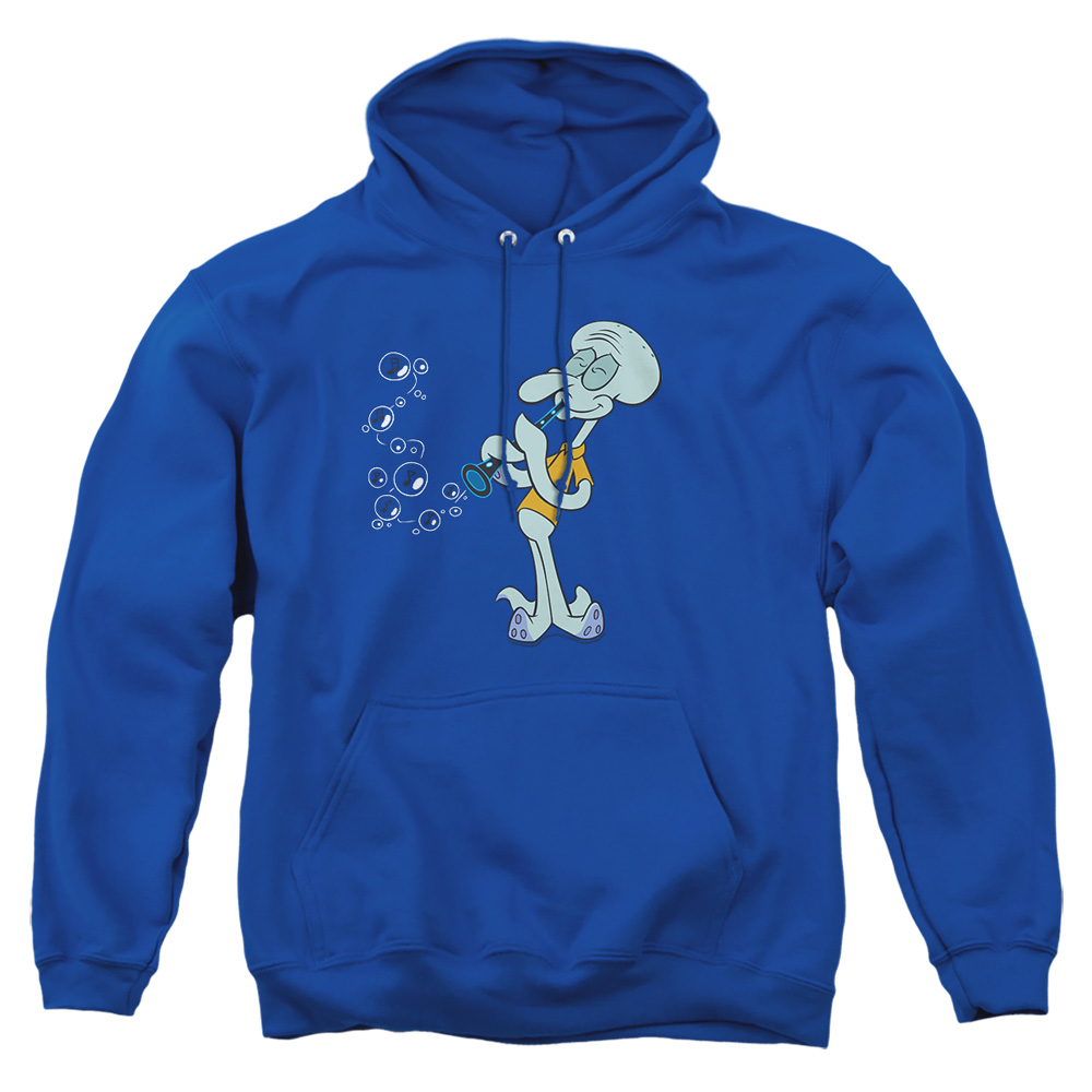 NICK453-AFTH-2 Spongebob Squidwards Clarinet Adult Pullover Hoodie, Royal - Medium