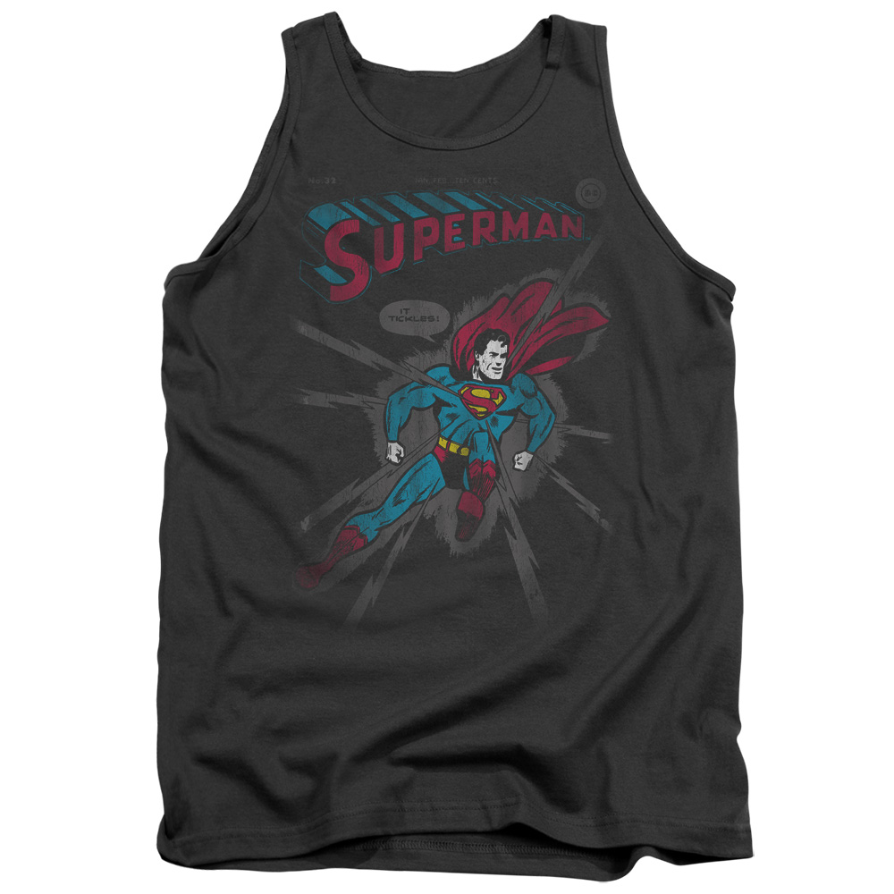 SM1622-TK-2 Superman It Tickles Adult Tank Top, Charcoal - Medium