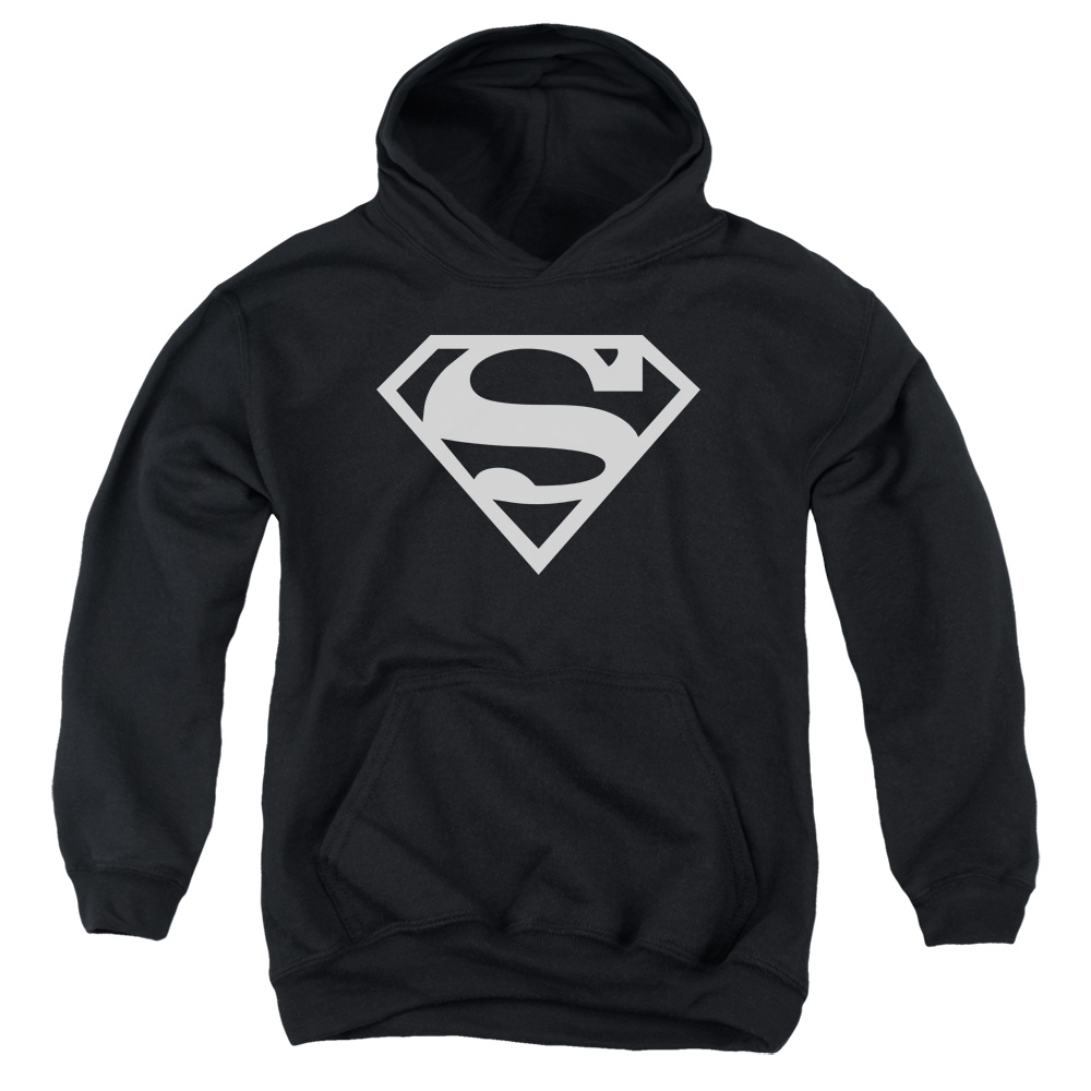 SM1644H-YFTH-2 Superman Logo Youth Hooded Sweatshirt, Black - Medium