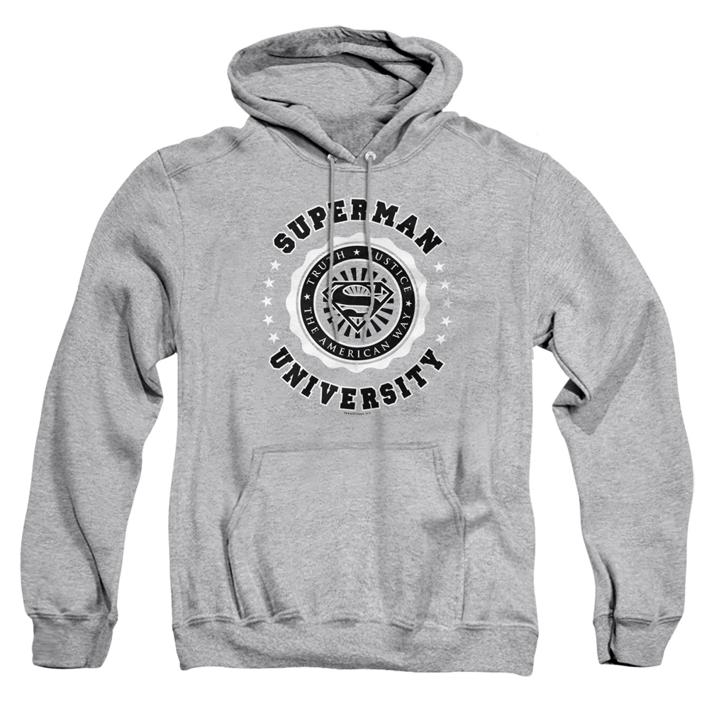 SM1581-AFTH-4 Superman University Adult Pullover Hoodie, Athletic Heather - Extra Large