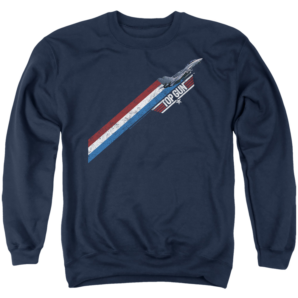 PAR664-AS-2 Top Gun Stripes Adult Crewneck Sweatshirt, Navy - Medium