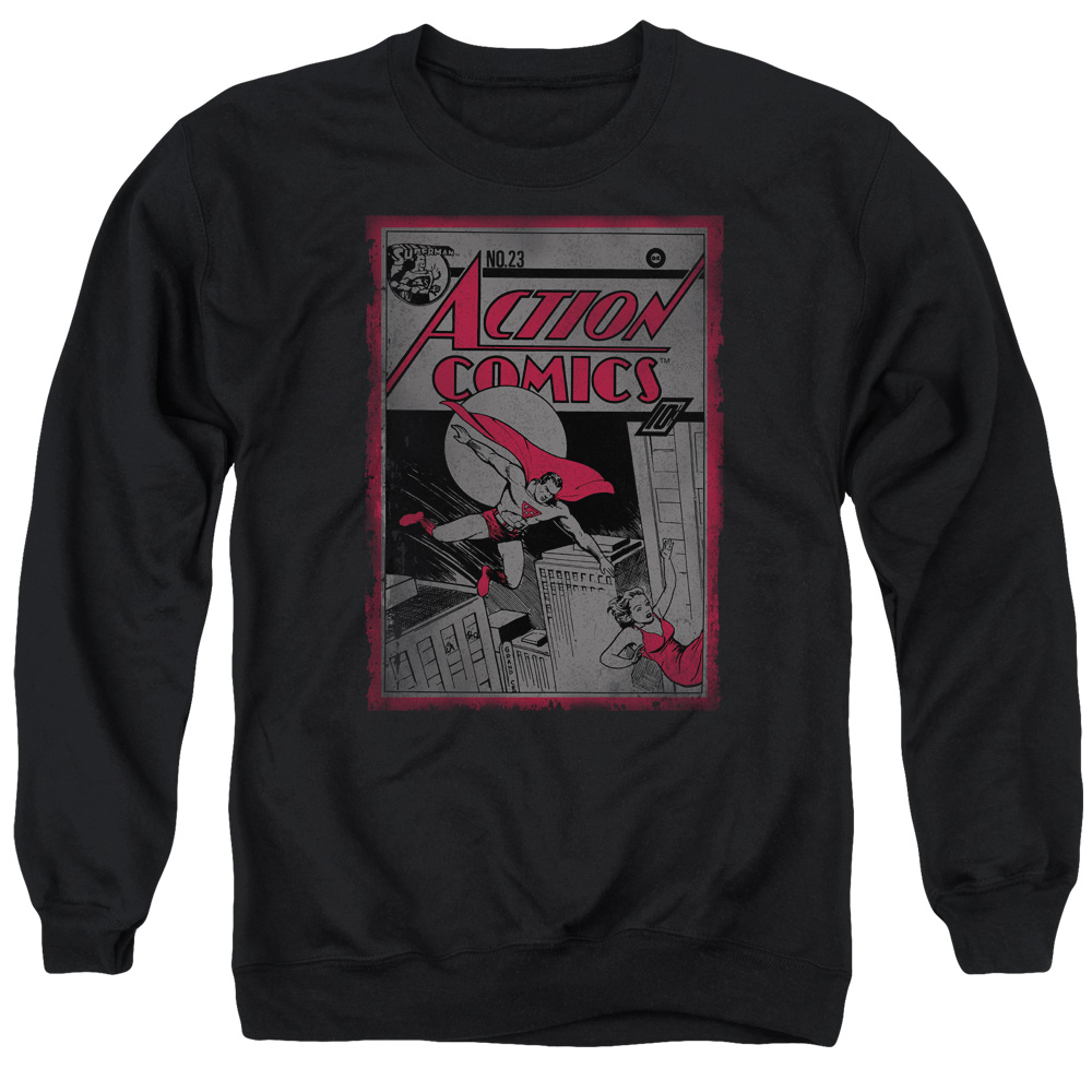SM1597-AS-2 Superman Action Comics 23 Adult Crewneck Sweatshirt, Black - Medium