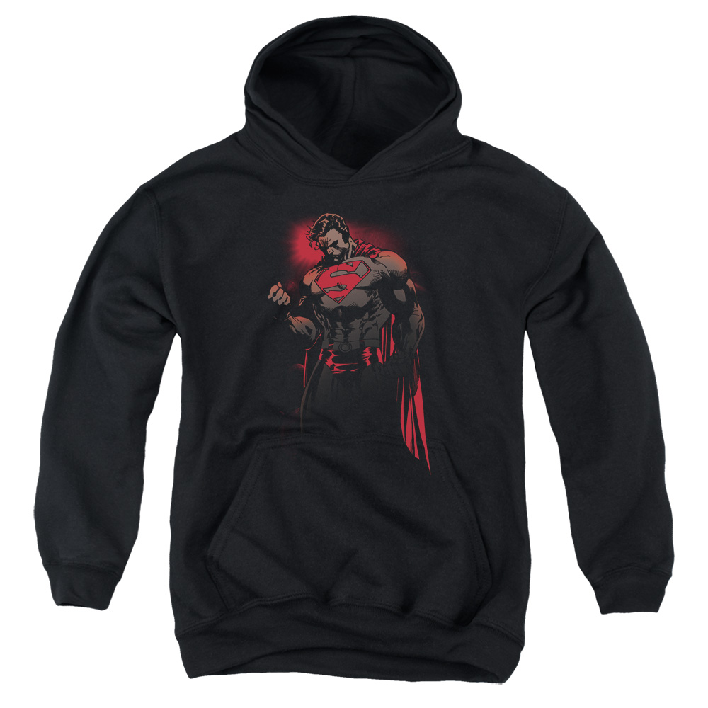 SM1777-YFTH-2 Superman Red Son Youth Hooded Sweatshirt, Black - Medium