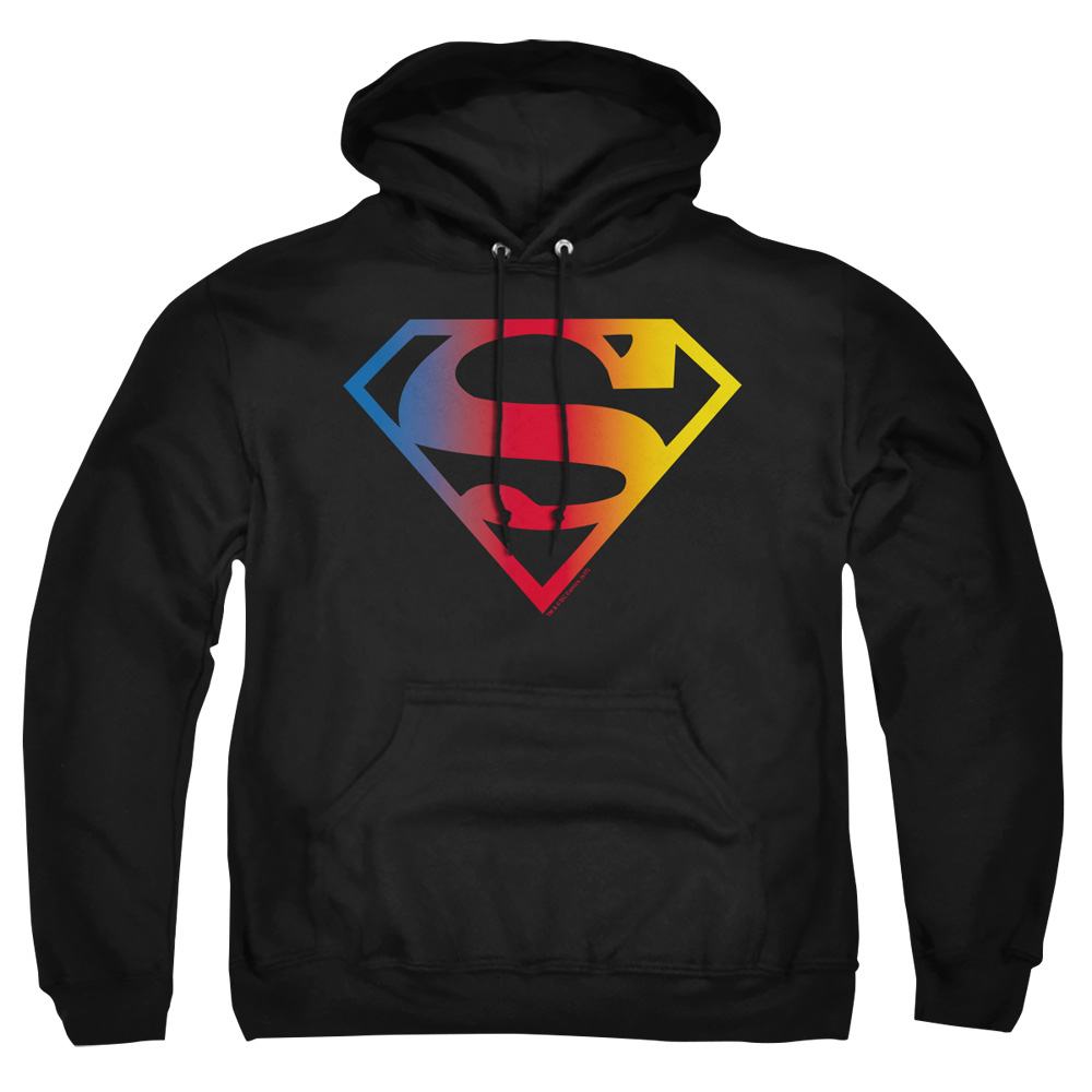 SM1867-AFTH-6 Superman Gradient Superman Logo Adult Pullover Hoodie, Black - 3X
