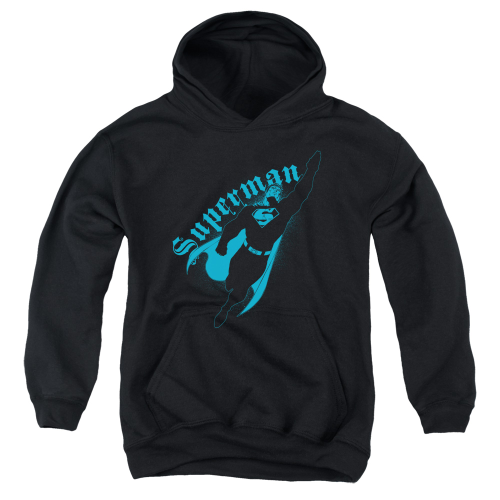 SM1865-YFTH-4 Superman Darkness Youth Hooded Sweatshirt, Black - Extra Large