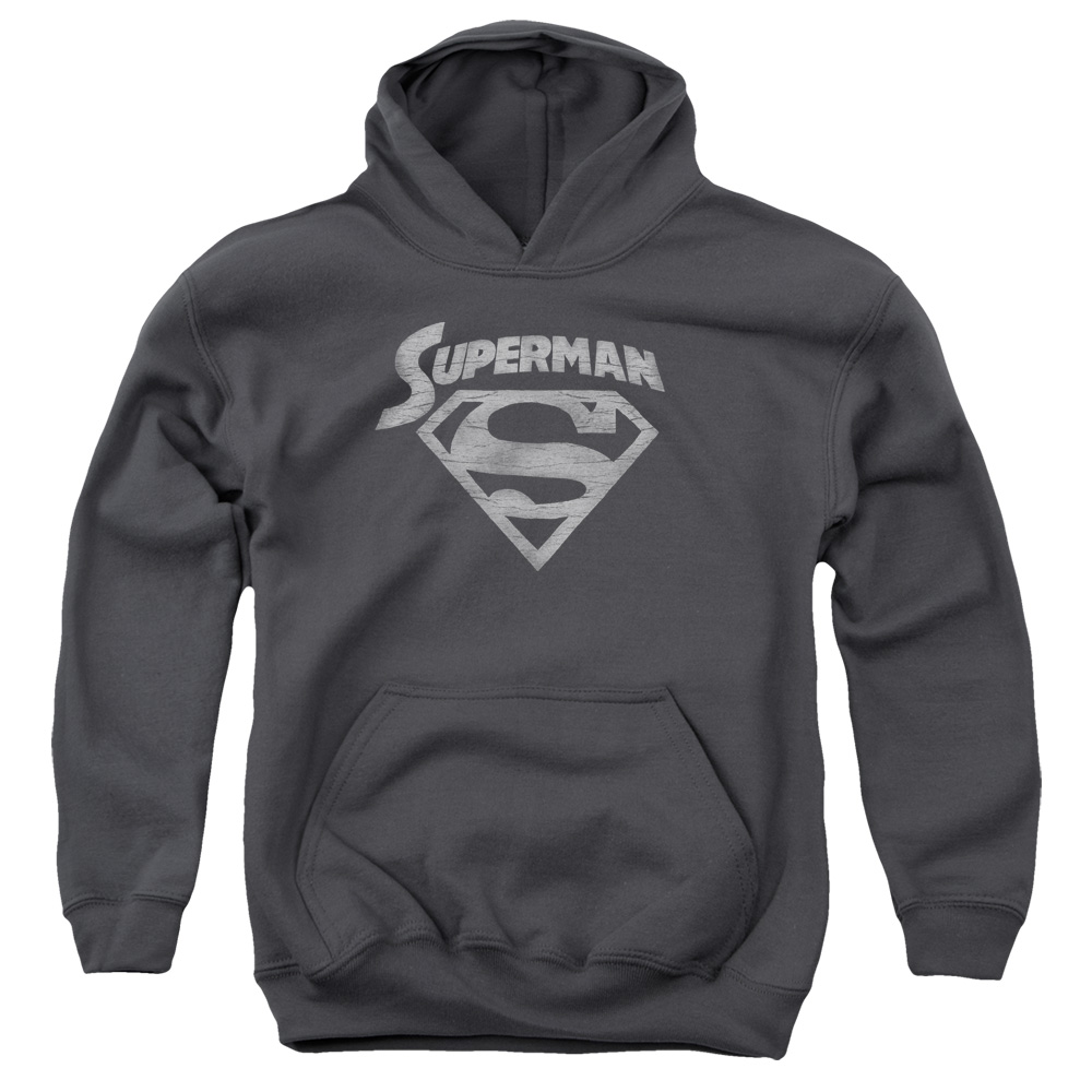 SM2210-YFTH-2 Superman Super Arch Youth Hooded Sweatshirt, Charcoal - Medium