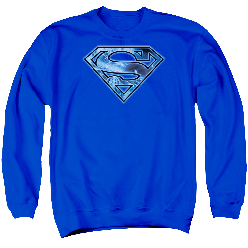 SM1426-AS-2 Superman On Ice Shield Adult Crewneck Sweatshirt, Royal - Medium