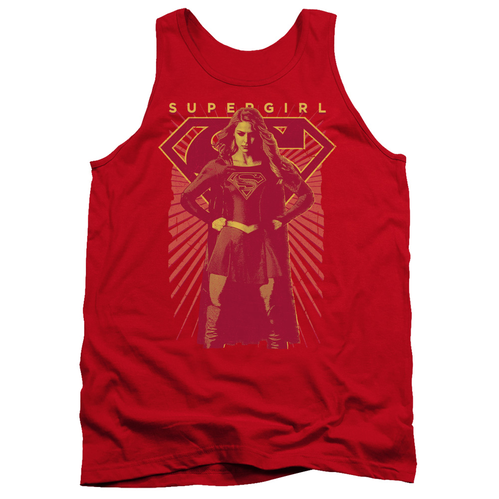 SGL112-TK-2 Supergirl Ready Set Adult Tank Top, Red - Medium