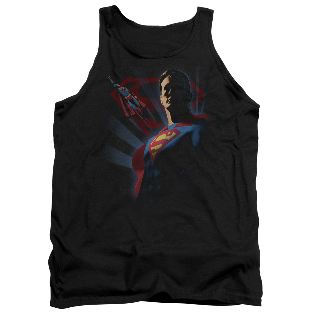 SM1987-TK-4 Superman Super Deco Adult Tank Top, Black - Extra Large