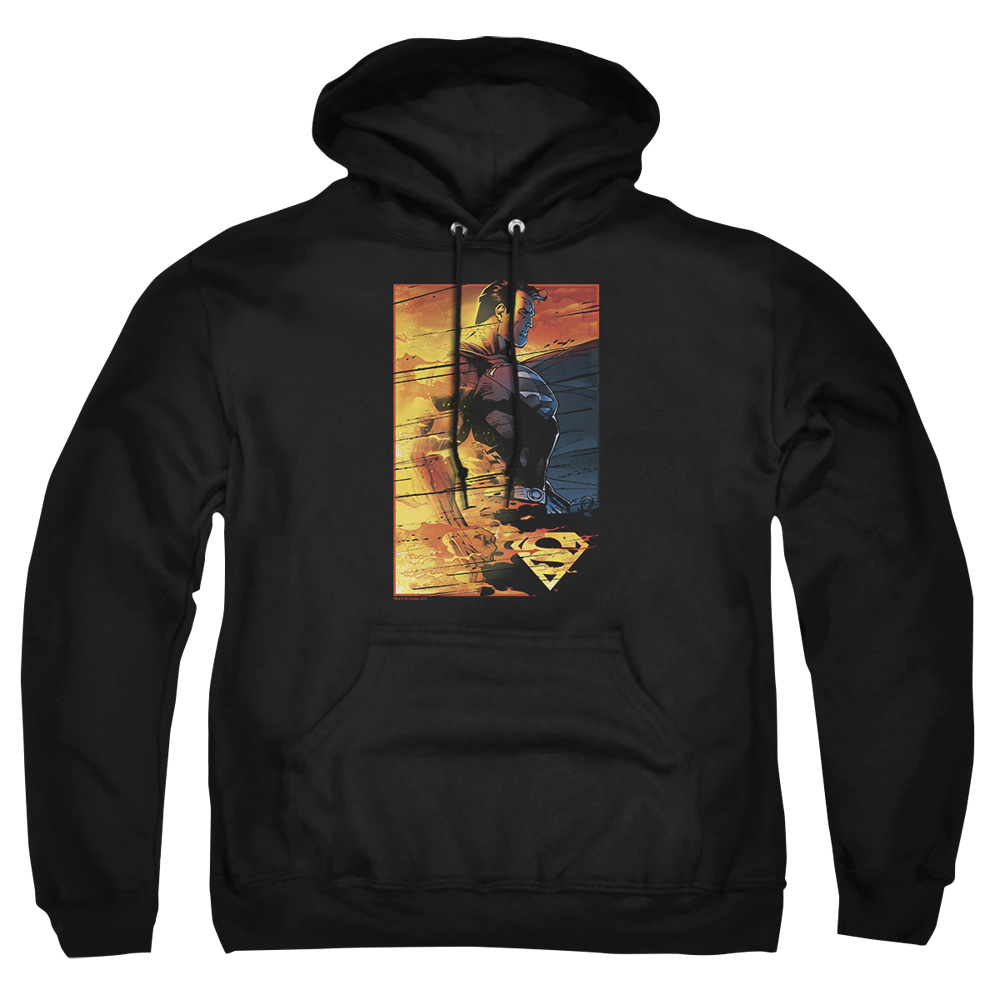 SM1993-AFTH-5 Superman Fireproof Adult Pullover Hoodie, Black - 2X