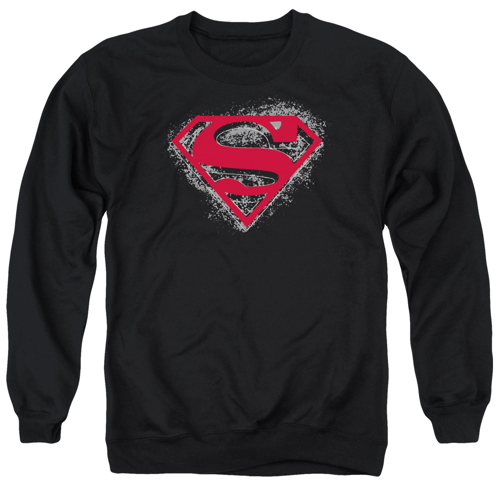 SM2002-AS-2 Superman Hardcore Noir Shield Adult Crewneck Sweatshirt, Black - Medium